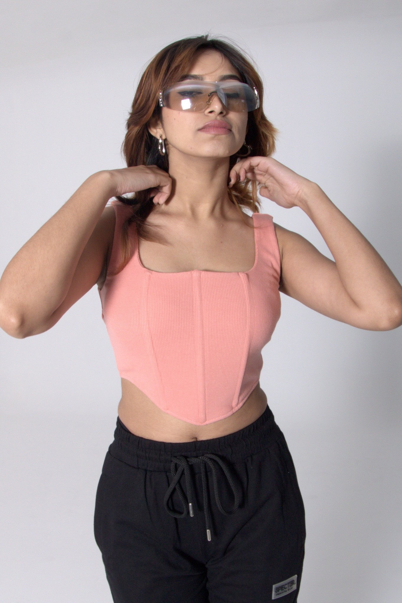 Corset Rib Top Peach